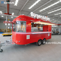 Tr&aacute;iler de comida de hamburguesas y papas fritas estilo Airstream rojo SEAHISUN