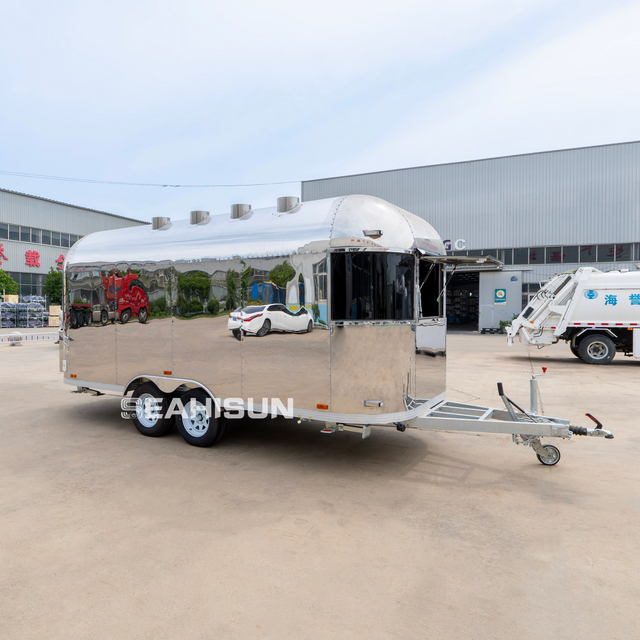 Airstream 304 Paslanmaz &Ccedil;elik Gıda Kamyonu Mobil Dondurma Sosisli Sandvi&ccedil; Catering Van Satılık Gıda R&ouml;morku