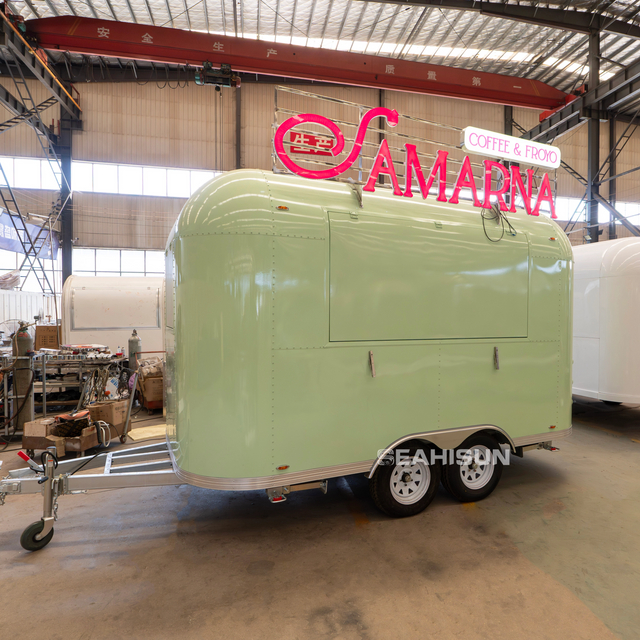 Nuovo modello personalizzabile di negozio mobile per gelati, rimorchio per camion per furgoni per la vendita di gelati al caff&egrave; e hamburger