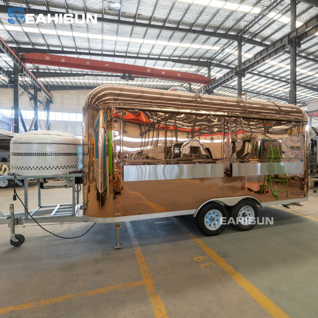 SEAHISUN Rose Gold Mirror Pizza Food Trailer